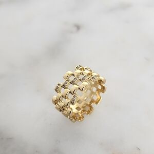 Chic Gold Plated Ring with Crystal Accents Size #9